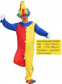 Halloween Weihnachten Outdoor Party Event Erwachsenen Clown Kostüm Bühnen-Make-up Ball Performance Kostüm Männer und Frauen Kleidung Set, verschiedene Stile des fröhlichen Clown Kostüms, Erwachsenen lustiges Rollenspiel Clown Set, nur Kleidung, keine Requisiten Bunte Perücken/Masken/Handschuhe/Schuhe