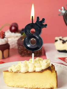 Black Shell Crown Numeric Birthday Anniversary Theme Party Cake Decorative Candles