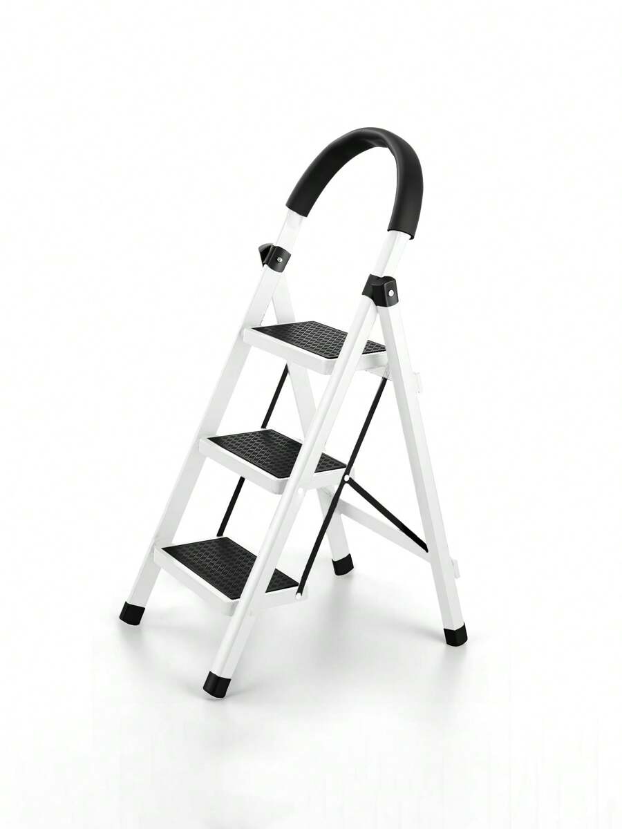 Escalera De Acero Tubular Tipo Tijera Plegable 3 Escalones - Negro - Ver 1