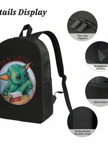 Van Grogu Backpack For School Travel Backpack Men Women School Computer Bookbag Cartoon Anime Manga College Student Daypack Bag - 黑色 - 查看 5