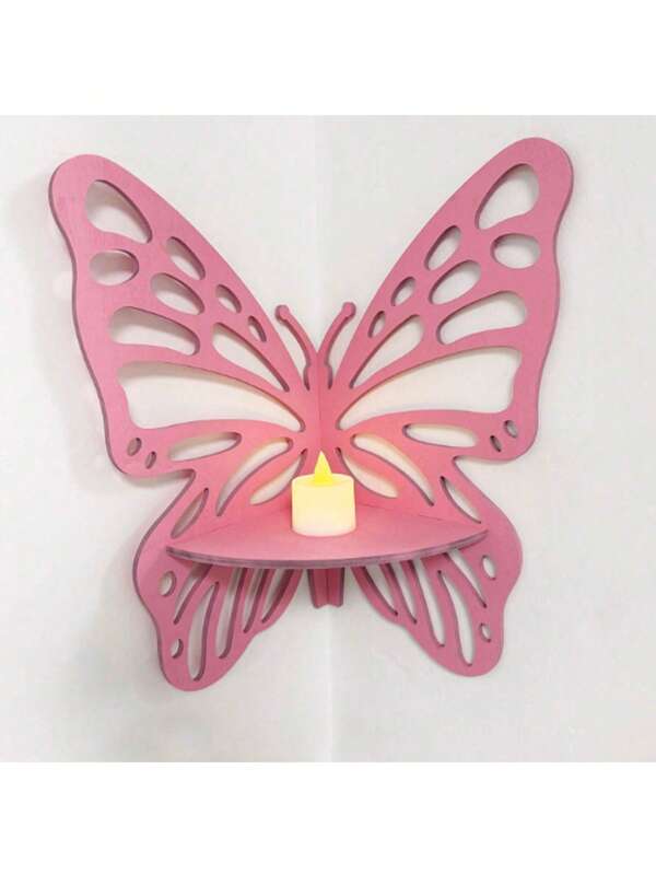 1 Piece Wooden Butterfly Wall Rack, Decorative Crystal Display Rack, Lightweight Corner Floating Rack, Suitable For Home Display Decoration, Bohemian-Style Wall-Mounted Storage Rack (Three Colors Available)