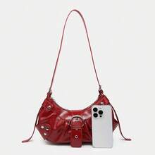 Bolso de hombro de mujer estilo Y2K, bolso de mano pequeño con asa superior y bolso de axila - 2309-rojo - Ver 4