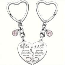 大姐姐和小姐姐爱情主题钥匙扣套装 - 2 件不锈钢，生日和圣诞节的完美姐妹礼物，配套钥匙扣万圣节配饰教师节礼物创意包袋配饰带身份证夹的挂绳汽车配饰包袋挂饰 - 3#[big鑽] - 查看 7