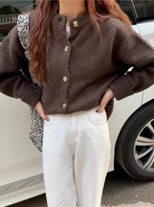 EAVA Women's Sweater Coat Retro Slouchy Commuter Loose Knitted Cardigan Suitable For Autumn And Winter, Streetwear Women, Old Money Style Women