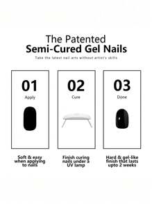 JKNART 20 piezas Pegatinas de gel de uñas semi-curado, Pegatinas de arte de uñas de gel UV, Pegatinas de uñas semi-curado, Pegatinas de gel de uñas suaves de segunda generación semi-curado que requieren curado bajo luz, Pegatinas de gel de uñas semi-curado