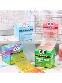 105 Pcs Pearlescent Transparent Sticky Notes With Storage Box | Cute Multicolored Pull-Out Design For Note-Taking, Journaling, Planning | Kawaii Memo Pads, Page Tabs | Office & School Supplies, Desk Organizer Accessories, Back To School Supplies, Gift Ideas For Students