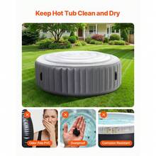 Premium 165cm Round Inflatable Hot Tub Cover - Weatherproof & Waterproof Protection In White - White - View 8