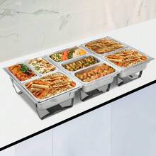 Chafing Dish Buffet Set 2 Pack: 5QT Stainless Steel Chafing Dishes With Stainless Lid & Lid Holder, Quadrate Food Warmers For Parties, Events, Wedding-White - 1/3 2 gói - Xem 9