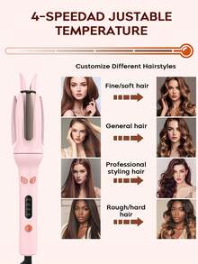 Automatic Hair Curler For Medium To Long Hair, Anti-Scald, Fast Heating, 4 Temp Settings, Easy To Use, Ideal For Daily Styling And Holiday Gifts For Women - US A Type Plug(110-127V) - View 8