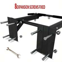 All Metal Household Wall Mounted Pull-Up Device, Requiring Drilling Installation, Fitness Single And Double Bars, Fitness Rings, Home Fitness Equipment, Used For Upper Limb Muscle Training, Core Muscle Exercise, And Multi-Functional Full Body Muscle Exercise - Black Wall Pull-up Rack - View 7