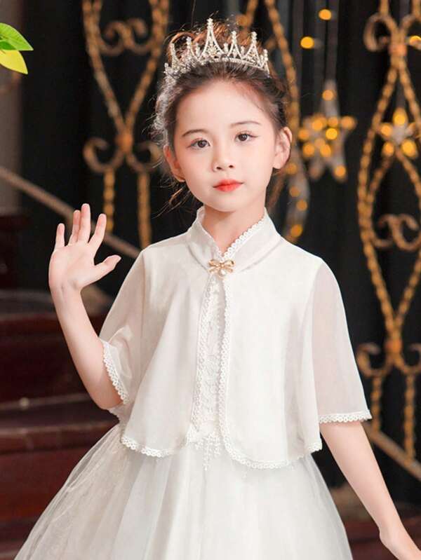 1pc Children's Lightweight Shawl For Spring/Summer, Versatile Vintage Style Suitable For Girls Daily Wear