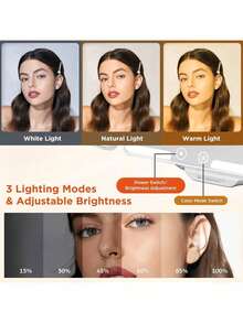 3-Fold LED Makeup Mirror, Vanity Mirror With 3X/2X/1X Magnification, Portable High Definition Makeup Mirror With Adjustable Brightness, 3-Color Lighting, Foldable Design, Rechargeable Battery, USB Charging, Travel Essential, Makeup Mirror With Touch Screen Dimming Function - Multicolor - View 4