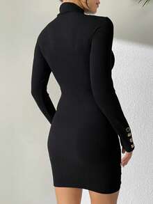 Schmal geschnittenes Bodycon-Kleid mit Schulterpolstern und Taillenzuschnürung