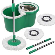 Colorful 360 °   Spin Mop And Bucket Set With 3 Microfiber Refills 61in Stainless Steel Adjustable Extendable Pole Plastic Bucket General Cleaning2025