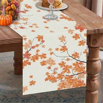 1-Piece Autumn Themed Table Runner - Colorful Maple Leaf Design, Made Of Polyester Material, Suitable For Thanksgiving And Autumn Celebrations, Warm And Comfortable Home Decoration, Bright Tablecloths For Autumn Dining Tables, Table Decorations, Autumn Ornaments, Can Also Be Given As Gifts.