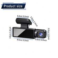 1080P Dual-Camera Driving Recorder, Front And Rear Dual Recording, With Night Vision Function, Loop Recording, 3.16-Inch IPS Screen Wide-Angle Driving Recorder, Dual-Lens Car Dashboard Video Camera, Optional 32G Card. - Black - View 3