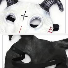 áscara gótica de cráneo de cabeza de cabra, cuernos de carnero,áscara de disfraz de cráneo de Animal,áscara de demonio malvado, disfraz de disfraz de Halloween - Cabra sangrienta - Ver 7
