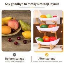 1 szt., Materiał naturalny, Stojak na owoce 2/3-poziomowy, Dwuwarstwowa miska na owoce w skandynawskim stylu luksusowym, Kreatywny element ekspozycji słodyczy do salonu, Taca na przekąski do domu