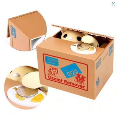 Cofre Gatinho Que Puxa E Rouba Moeda Da Caixa Pega Dinheiro