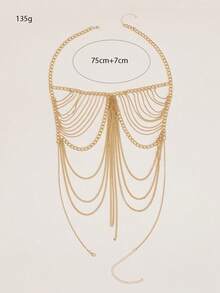 1pc New Design Multi-Layer Chain Chest Chain Clothing Chain Women's Fashionable Body Chain - Gold - View 5