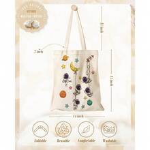 Aesthetic Canvas Tote Bag For Women - Sturdy Cloth Cotton Totes Bag With Pattern Shoulder Bag