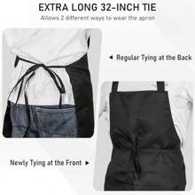 Cotton Linen Aprons With Pockets For Baking Funny Printed Aprons For BBQ Parties 12 Pack Bib Apron Unisex Restaurant Kitchen Aprons For Women With 2 Pockets Chef Aprons For Cooking Men BBQ Painting Drawing Craft Plain Adults Bulk Black Insulated Aprons For Hot Food Handling - as pic - View 5