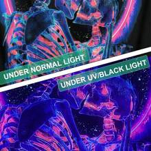 DS Free Shipping Simpkeely Blacklight Skull Tapestry, The Kissing Lovers Tapestry UV Reactive   Neon Tapestries Glow In The Dark Party Backdrop, Skeleton Wall Art For Bedroom – 51.2" X 59.1" - 中號(51.2"x59.1") - 查看 7