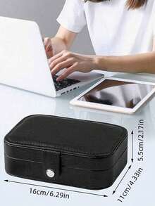 1 pieza Caja de joyería portátil de cuero PU, contenedor de almacenamiento de joyas resistente a la oxidación. Regalo ideal para el Día de San Valentín, Día de la Madre, Mujeres, Niñas, Navidad, Acción de Gracias, Año Nuevo y otras festividades - Multicolor - Ver 6