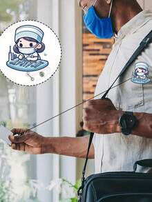 2D Flat Acrylic Nurse Girl ID Card Holder - Retractable Badge Reel, Durable Tag, Suitable For Medical Students And Practicing Nurses - Durable PMMA Material, For Workplace Identification, Medical Tag Clip | Fun Design | Durable Acrylic Material, Nurse Accessories, Back To School, Teacher Gift - Multicolor - View 7