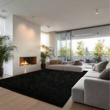 Large Rugs For Bedroom,Thick Pile Fluffy Rugs For Living Room, Thick And Durable RugsRug Decoration Suitable Bedroom, Minimalist Style Rug Decoration Suitable Living Room , Modern Soft Rugs For Living Room, Available In Various Sizes, Elegant Home Decor, Soft Textured Cushions. - Black - View 5