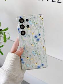 1pc Minimalist & Fresh Striped Floral Pattern Shockproof, Scratch-Resistant, Fingerprint-Proof Transparent TPU Soft Phone Case With Camera Lens Protection, Compatible With Samsung, Nothing, Compatible With Pixel, Compatible With INFINIX, Compatible With Redmi,International Version, Not The Domestic Version - Multicolor - View 1