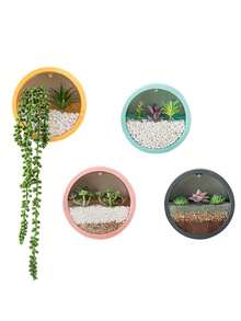 现代圆形玻璃壁挂花盆，多肉花盆，圆形铁制悬挂花盆/花瓶，适合种植草本植物、小仙人掌，非常适合阳台、房间和庭院装饰 - 彩色 - 查看 2