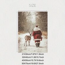 Frameless, A Santa Claus Reindeer Wall Art Print Poster, Winter Forest Snow Scene Christmas Home Decoration Painting, Farmhouse Christmas Print Hanging Painting, And His Reindeer Painting, Canvas Poster Room Decoration, Living Room Art Decoration, Modern Home Wall Art Decoration, Ideal Home Gift Creativity, Suitable For Living Room Study Bedroom Corridor Art Decoration Painting Christmas Decorations