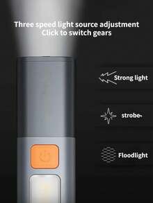 大功率远射程 LED 手电筒带 COB 侧灯 USB 可充电输出探照灯内置电池户外露营应急超亮战术手电筒带挂钩