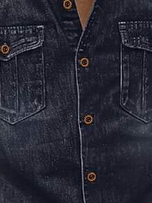 Áo sơ mi nam tay dài cổ cài nút, hai túi đơn giản, thường ngày - Màu xanh hải quân - Xem 5