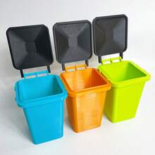ORIZZONTE Mini Desk Trash Cans – Set Of 3 Colorful Containers With Lids – Creative Design For Home/Office – Organization Gift Idea – 100% Made In Italy, Shipping From Italy - Orange - View 7