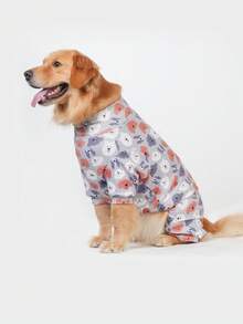 狗狗睡衣、狗狗康复服、狗狗服装、狗狗套头衫、狗狗StuffUltra、狗狗服装、狗狗衣服、狗狗配饰、小狗睡衣、小狗衣服、小狗配饰、小狗服装、适合中小型和大型犬种的睡衣，柔软有弹性，全身印花 - 灰色可爱狗狗图案，S-6XL - 灰色 - 查看 6