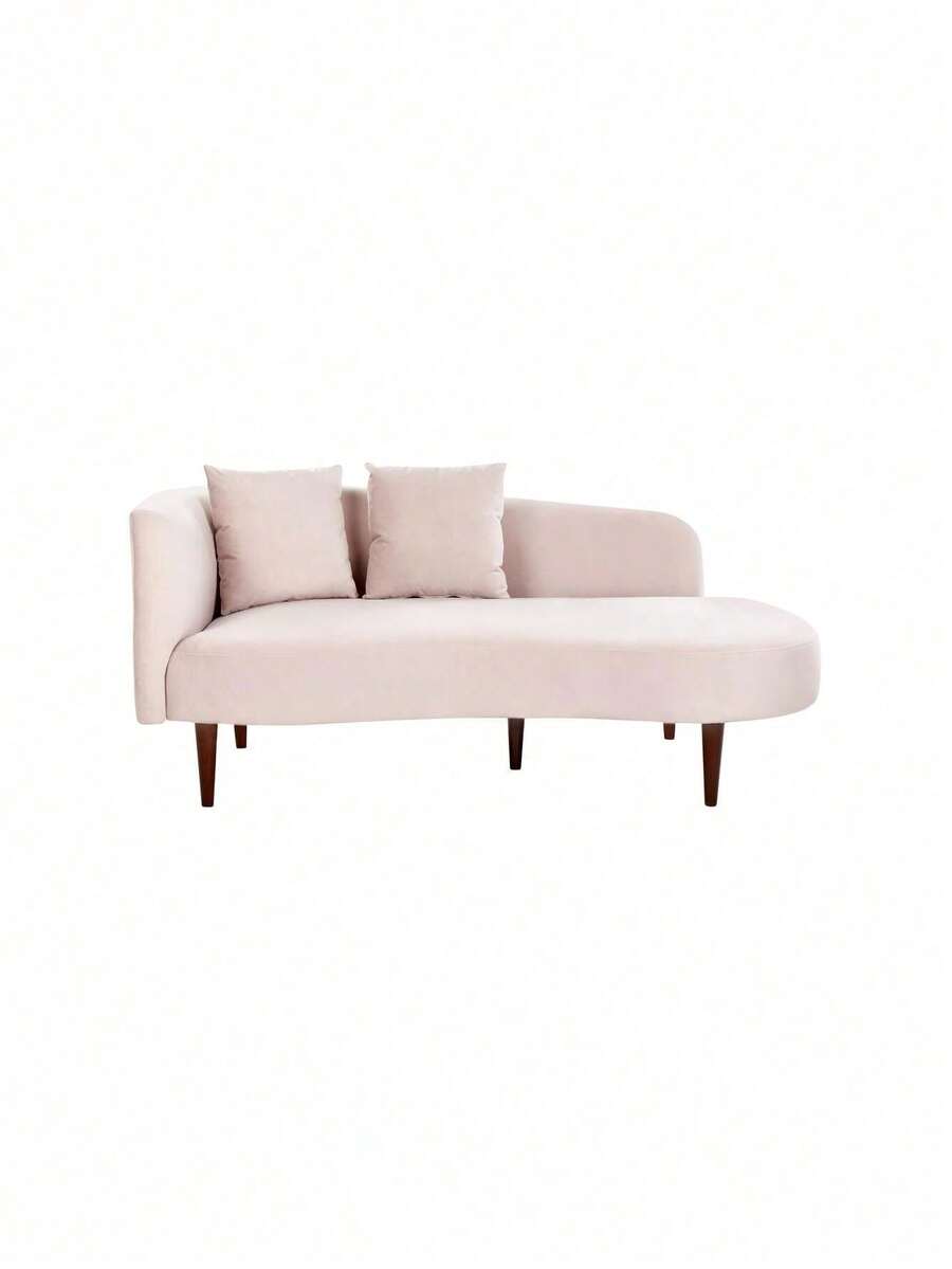 Beliani Chaise Longue Velvet Fabric Pastel Pink Left Side CHAUMONT - Pink - View 1