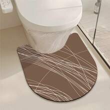 1/3件套棕色线条图案家居装饰地垫，浴室防滑吸水地垫，硅藻土复古图案地垫，U型马桶洗手池吸水脚垫，2.5毫米厚，适用于玄关、浴室、厨房等场所，厨房地毯 - 棕色線條 - 查看 9