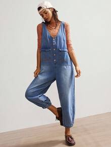 Bohemela Mono de mezclilla casual de vacaciones para mujer