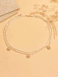 2pcs/Set Double Layer Simple Rice Pearl Beaded Handmade Waist Chain, Versatile & Elegant Body Chain For Women, Suitable For Daily Wear, Beach, Party - Multicolor - View 2