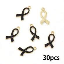 10/30/50 buc Pandantiv din aliaj de zinc cu panglică de satin cu o singură față, potrivit pentru brățări DIY de conștientizare a cancerului de sân, coliere, brelocuri, accesorii de bijuterii