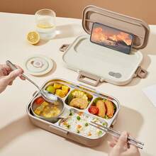 WORTHBUY 1 Stück 1500ml 4/5 Fächer 304 Edelstahl Lunchbox mit niedlichem Capybara Muster, tragbare Bento Box mit großer Kapazität inklusive Besteck & Suppenschale, thermisch isolierter Lunchbehälter, auslaufsicher für Obstsalat und Lebensmittellagerung, spülmaschinen- und mikrowellengeeignet, geeignet für Studenten und Erwachsene zuhause, in der Schule, im Büro, beim Camping, Picknick, Reisen, Schulanfang