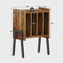 Record Player Stand Record Storage Table End Table With Vinyl Holder Display Shelf Side Table Turntable Stand Nightstand V1TB01BB045 - Nâu mộc mạc - Xem 3