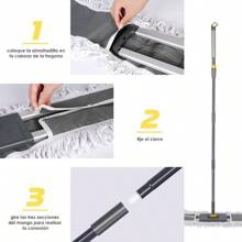 Large Flat Mop, Cleaning Mop With Telescopic Handle, Professional Industrial Mop With 3 Microfiber Pads For Dry And Wet Use, 80 X 11 X 154 Cm - Mopa de Microfibra - 查看 4