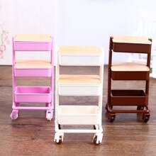 1pc Dollhouse Moving Push Cart Storage Rack Furniture Accessories For 6-Inch BJD Dolls Play Scene (Requires Assembly)