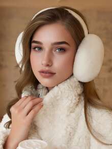 1 Pair Solid Color Plush Earmuffs, Foldable Soft Warm Earmuffs For Men & Women, High-Quality, Windproof, Suitable For Cycling, Autumn/Winter Winter Warm - Multicolor - View 8