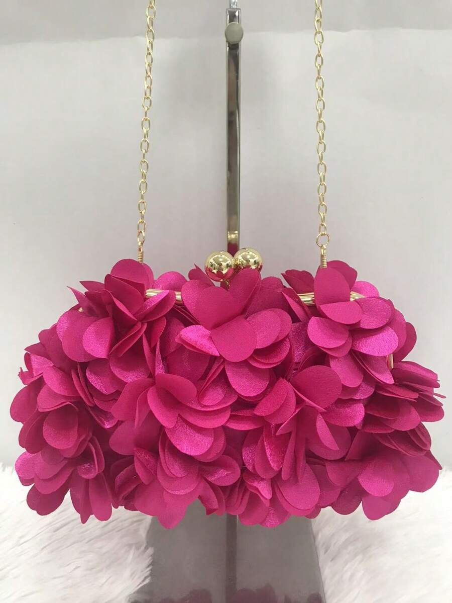 Flower Clutch Party Bag - Rosa Fucsia - Ver 1