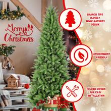 4/6/7.5/8/9 Ft PE/PVC Mixed Flocked Christmas Tree With Artificial Leaves, Equipped With An Easy-To-Install Metal Stand, Suitable For Indoor Placement And Outdoor Theme Parties, New Year Room Home Decoration, Christmas Decorations, And The Best Birthday Gift
