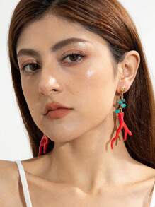 imoli 1 对海滩度假波西米亚风格吊坠亚克力珊瑚耳环，适合女士佩戴，独特设计适合日常、海滩旅行、旅行（不同片数和尺寸的亚克力碎片）